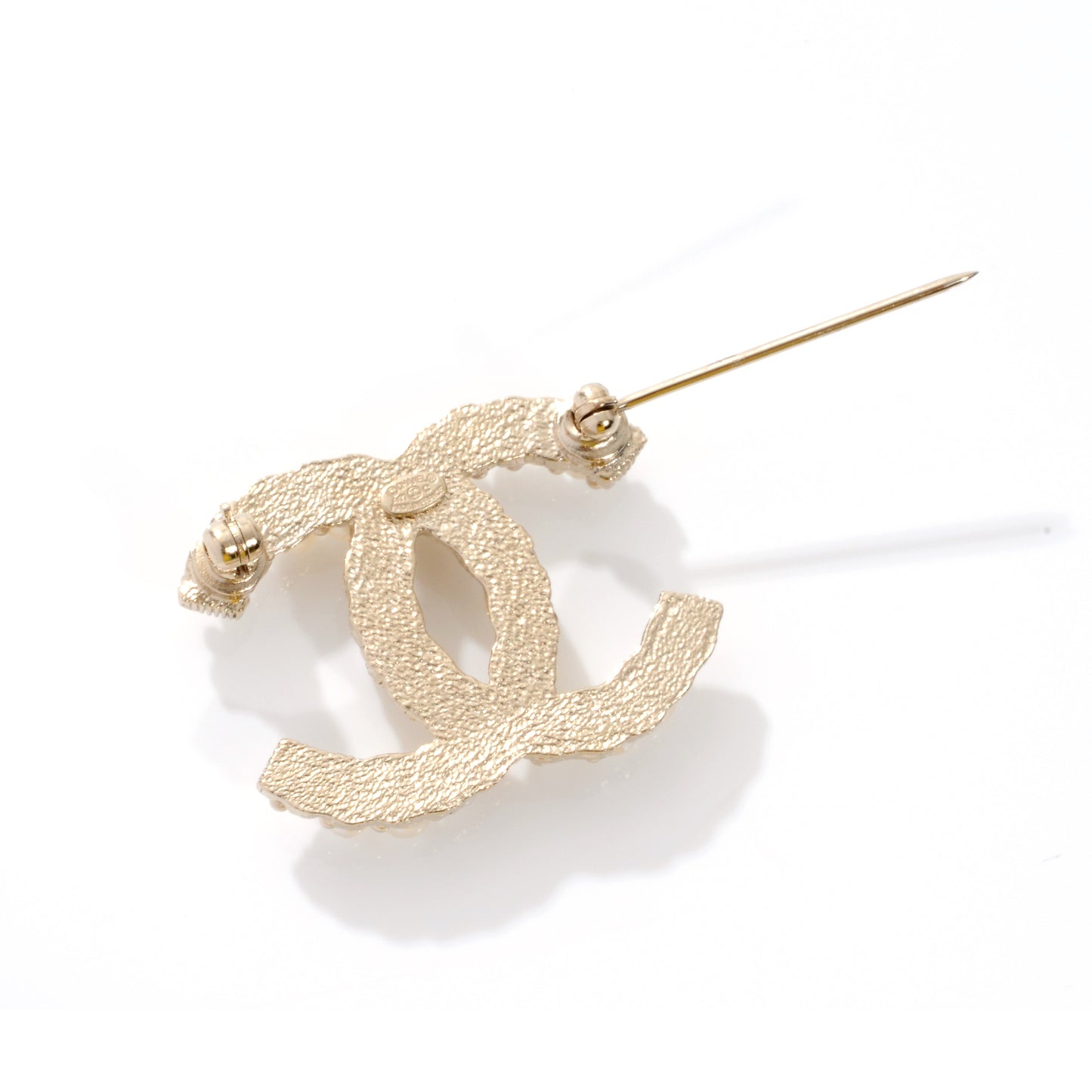 CC Pearl Brooch Pin Gold