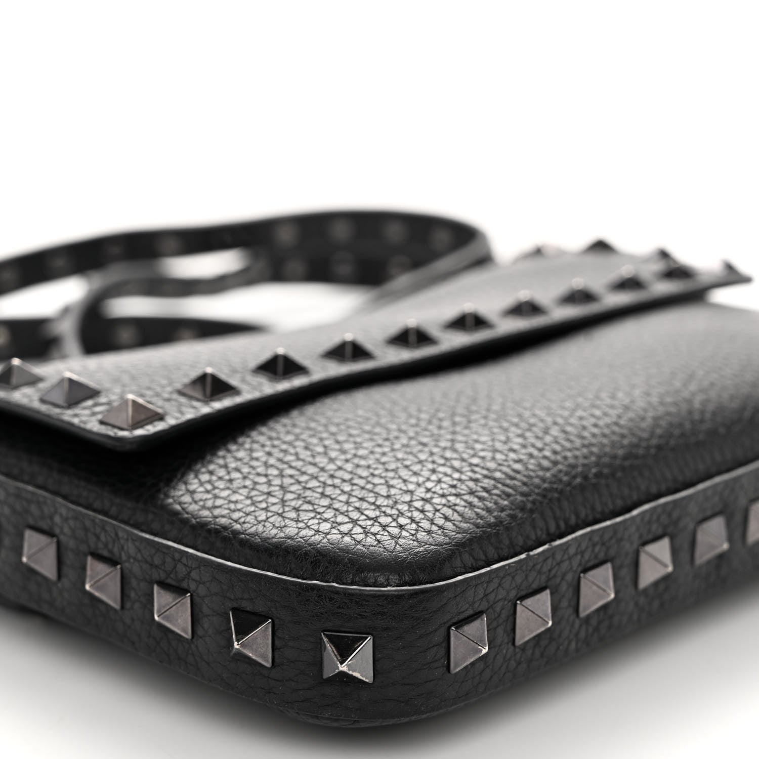 Valentino Garavani Grainy Calfskin Rockstud Crossbody Pouch Black 8 of 9