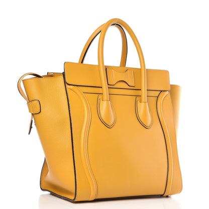 Celine Drummed Calfskin Mini Luggage Ocre 3 of 23
