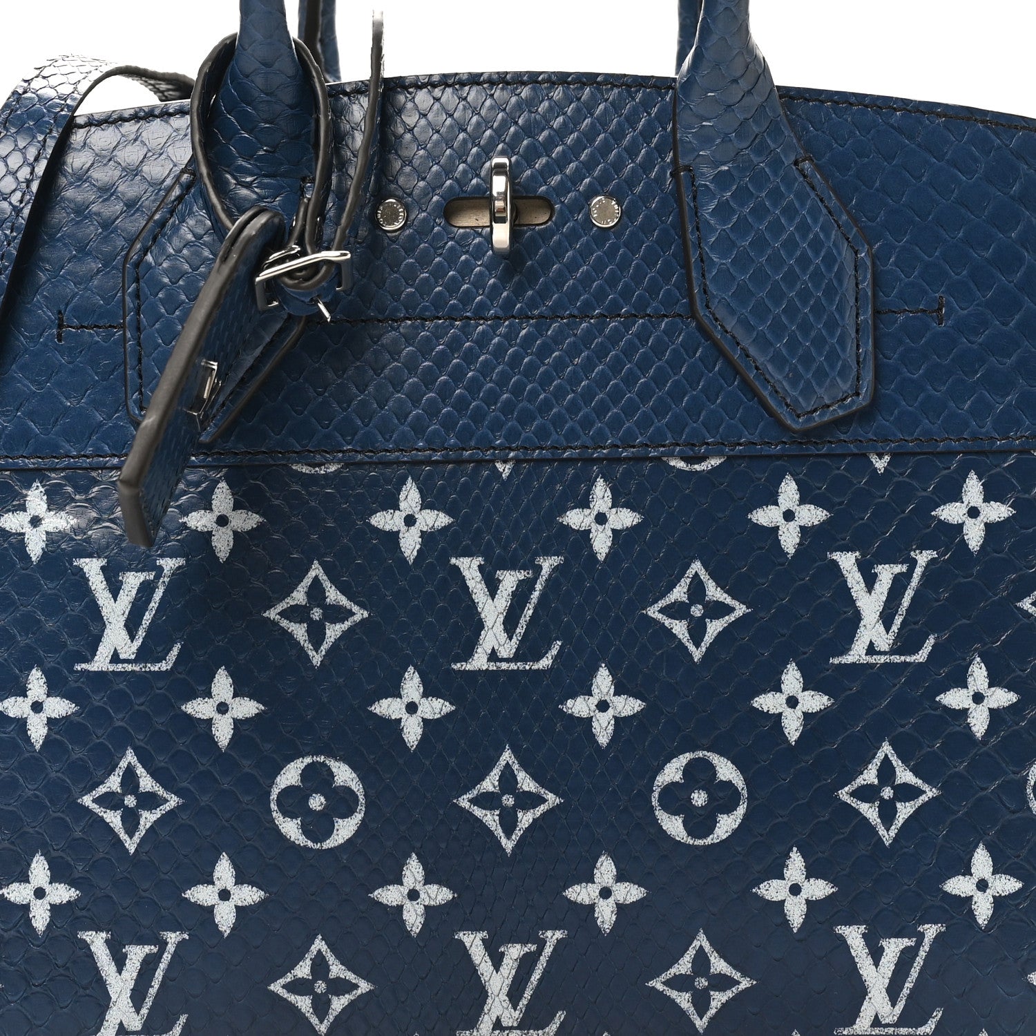 Louis Vuitton Snakeskin Monogram City Steamer PM Blue 7 of 9