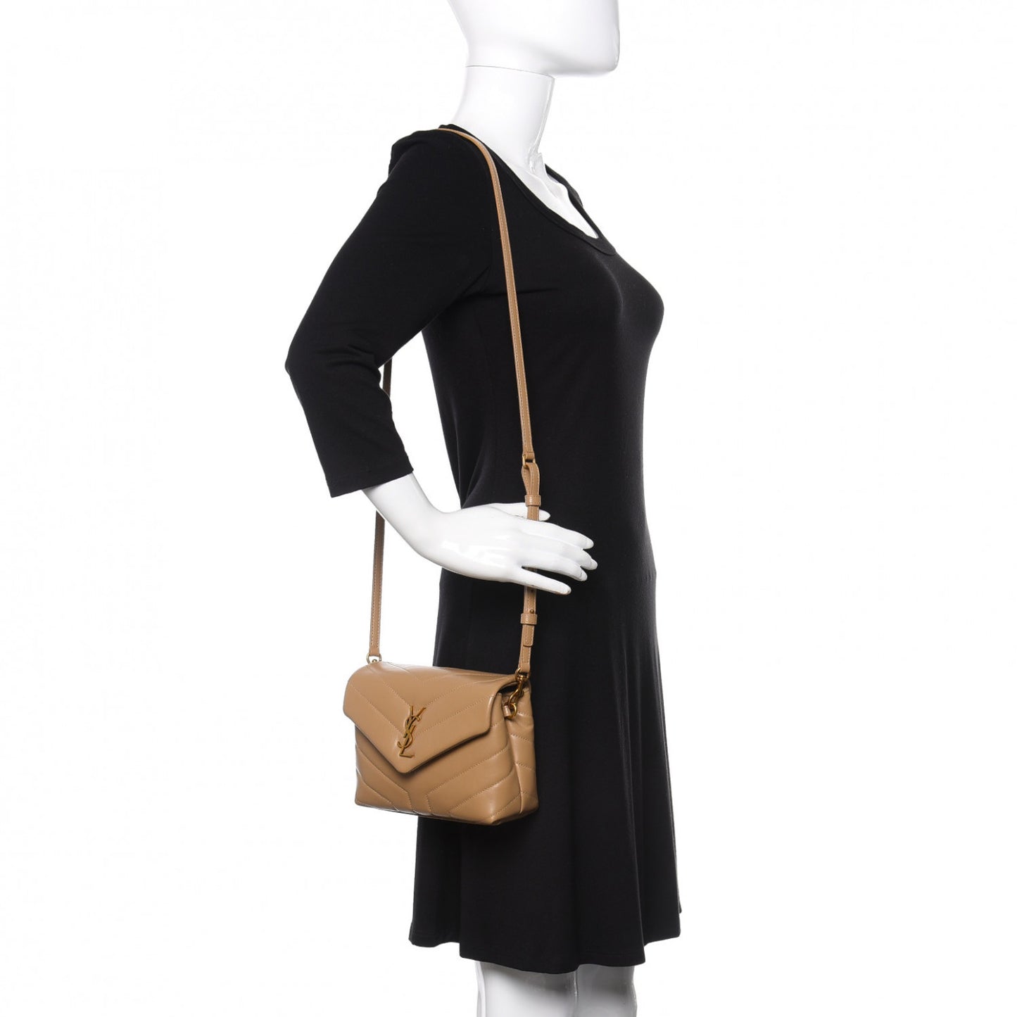 Calfskin Y Quilted Monogram Toy Loulou Crossbody Bag Latte