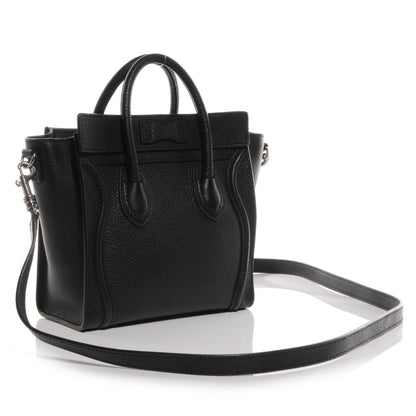 Celine Drummed Leather Nano Luggage Black 3 of 7