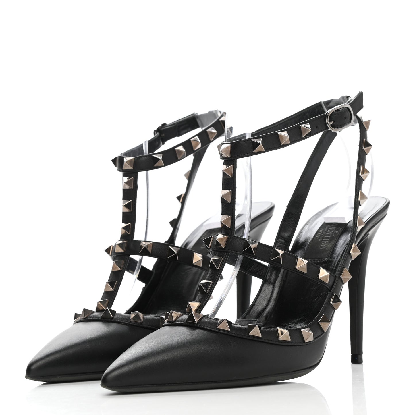 Nappa Rockstud Ankle Strap Pumps 38 Black