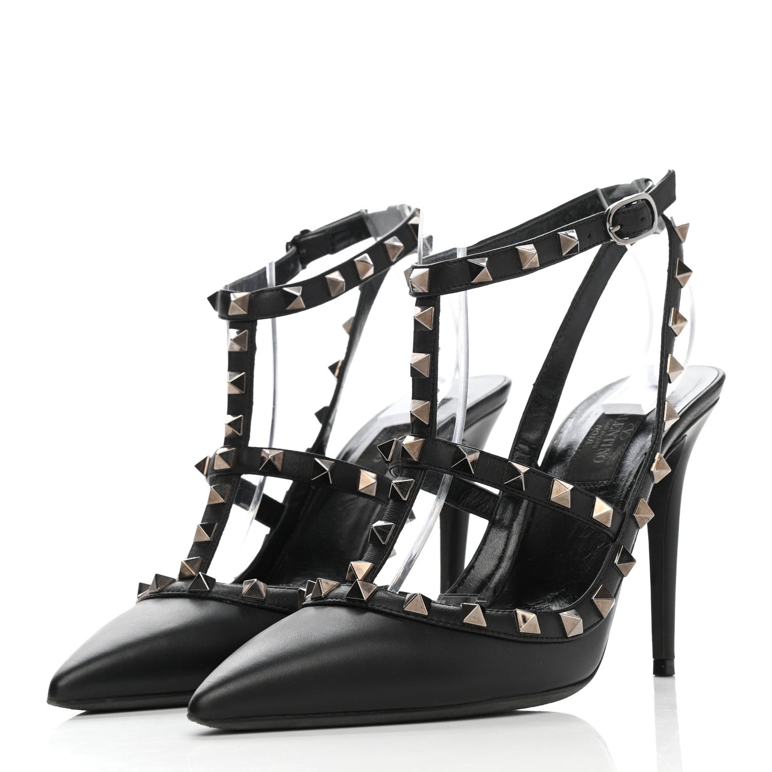 Valentino Garavani Nappa Rockstud Ankle Strap Pumps 38 Black 3 of 9