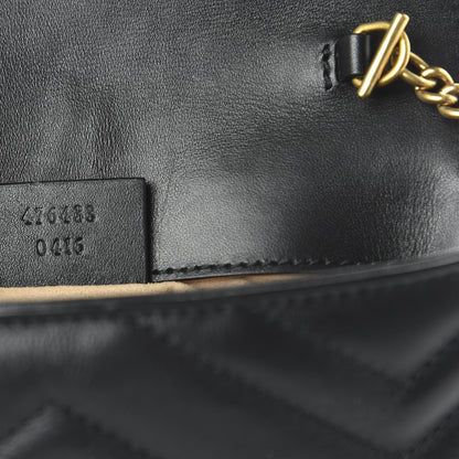 Gucci Calfskin Matelasse Super Mini GG Marmont Shoulder Bag Black 9 of 10