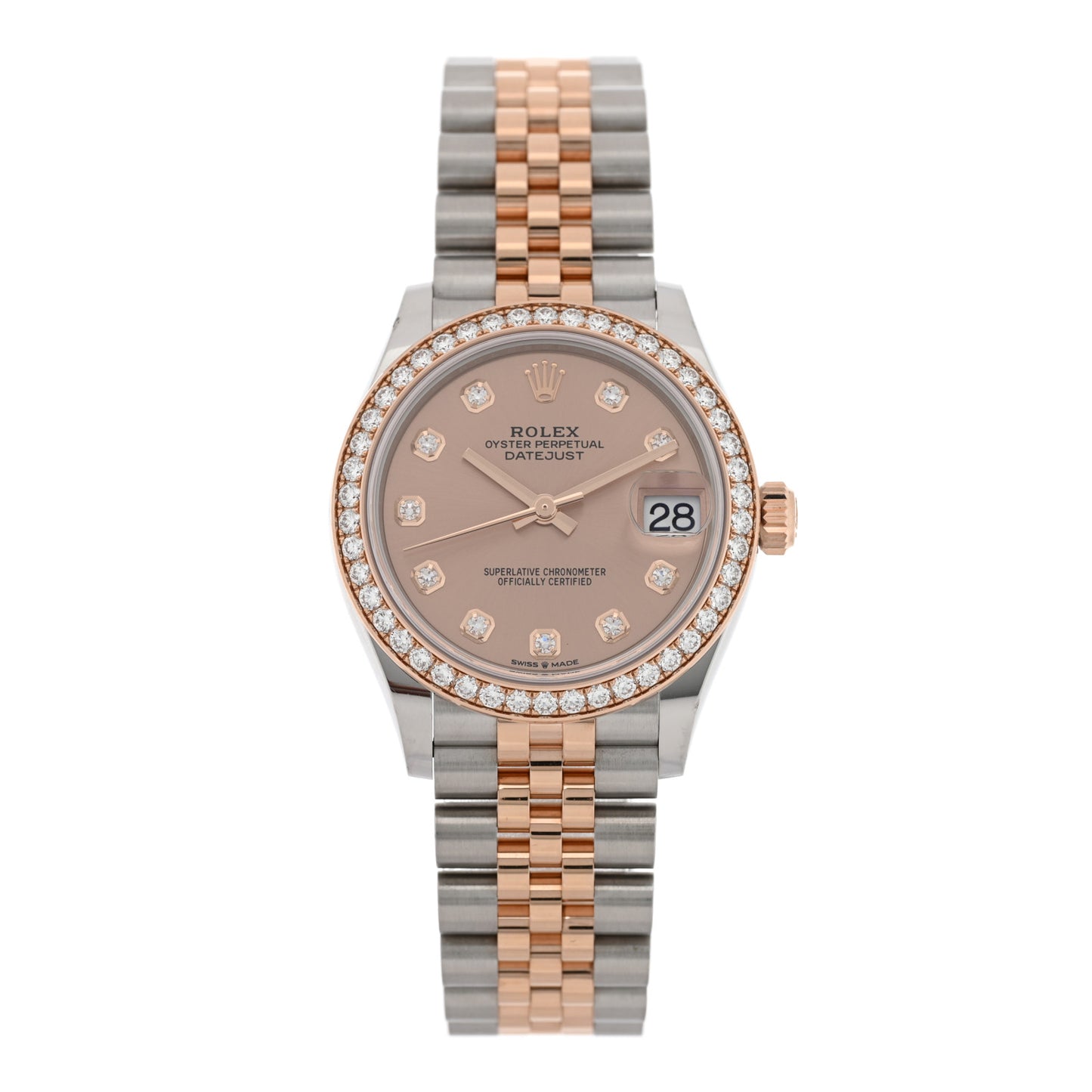 Stainless Steel 18K Everose Gold Diamond 31mm Oyster Perpetual Datejust Watch Pink 278381RBR