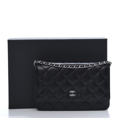 Chanel Lambskin Quilted Wallet On Chain WOC Black 12 of 12