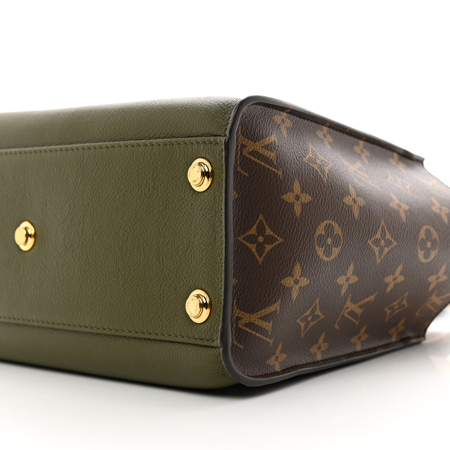Calfskin Monogram On My Side MM Laurier Green Toffee Latte Beige