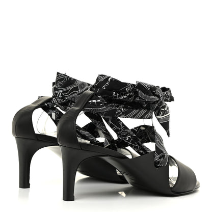 Hermes Calfskin Silk Torsade Sandals 39.5 Black 4 of 10