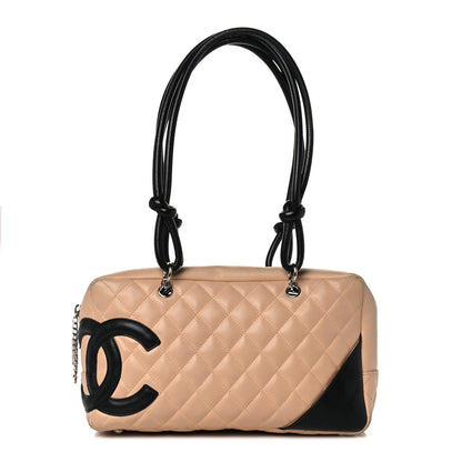 Chanel Calfskin Quilted Large Cambon Bowler Beige Black 1 of 19