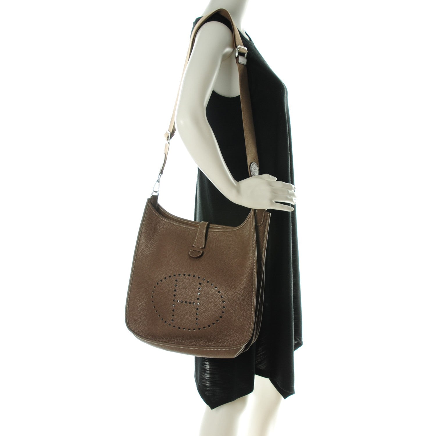 Hermes Taurillon Clemence Evelyne III GM Etoupe 2 of 7