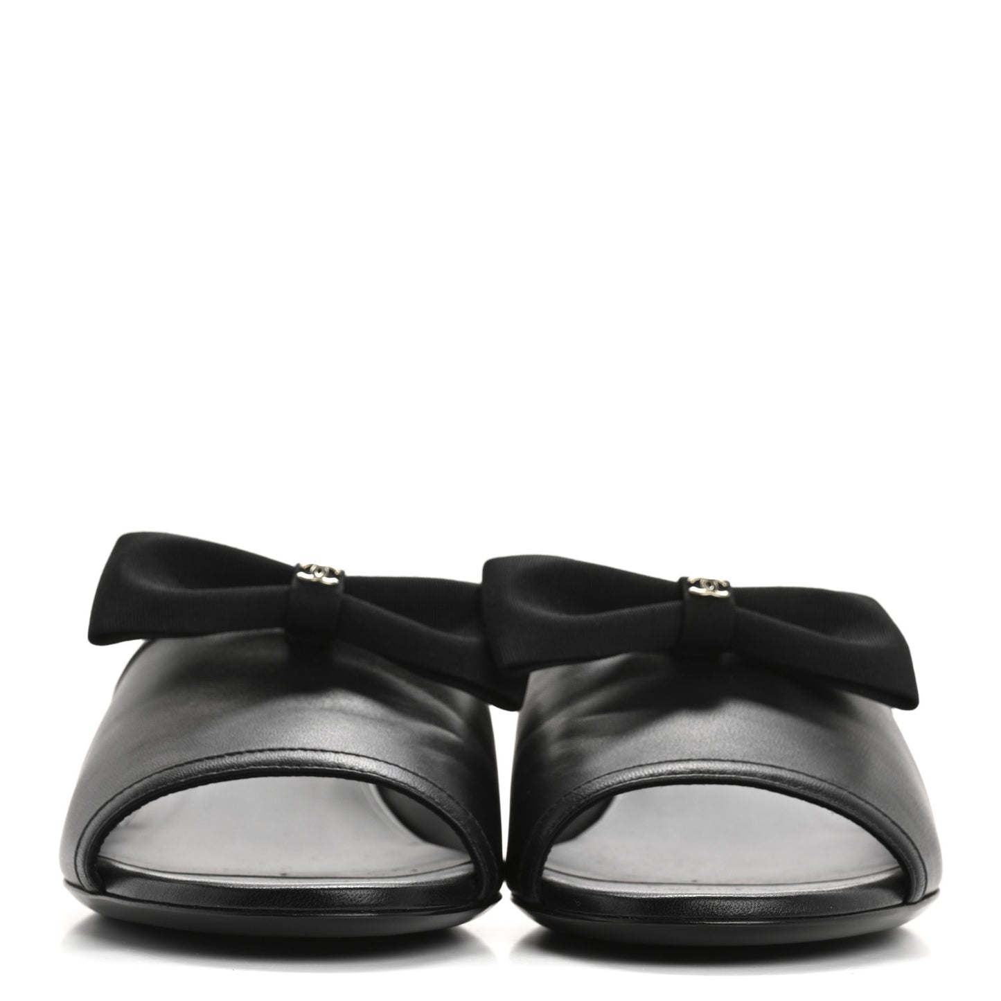 Lambskin Bow Mules 37 Black