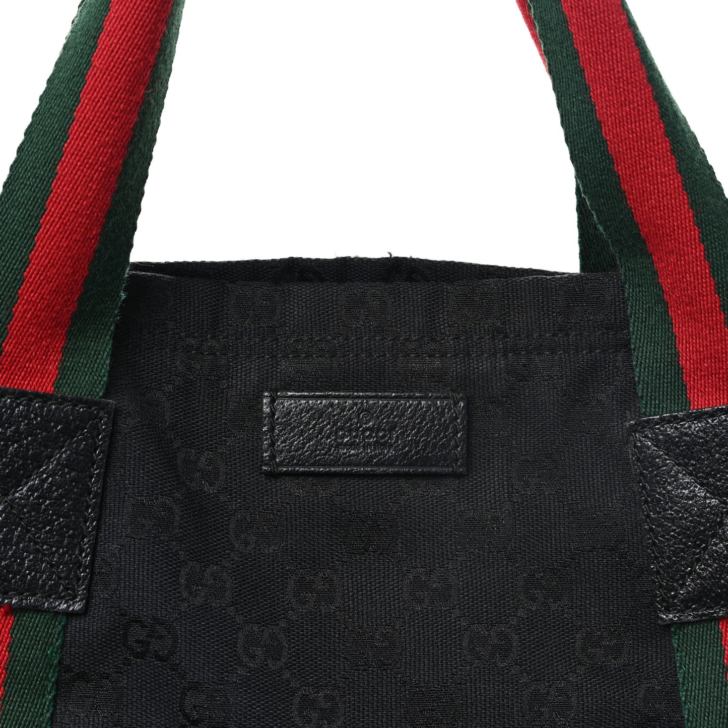GG Monogram Medium Web Handle Vertical Tote Black