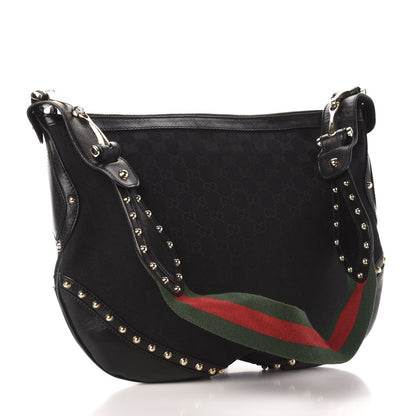 Gucci Monogram Web Studded Pelham Shoulder Bag Black 3 of 11