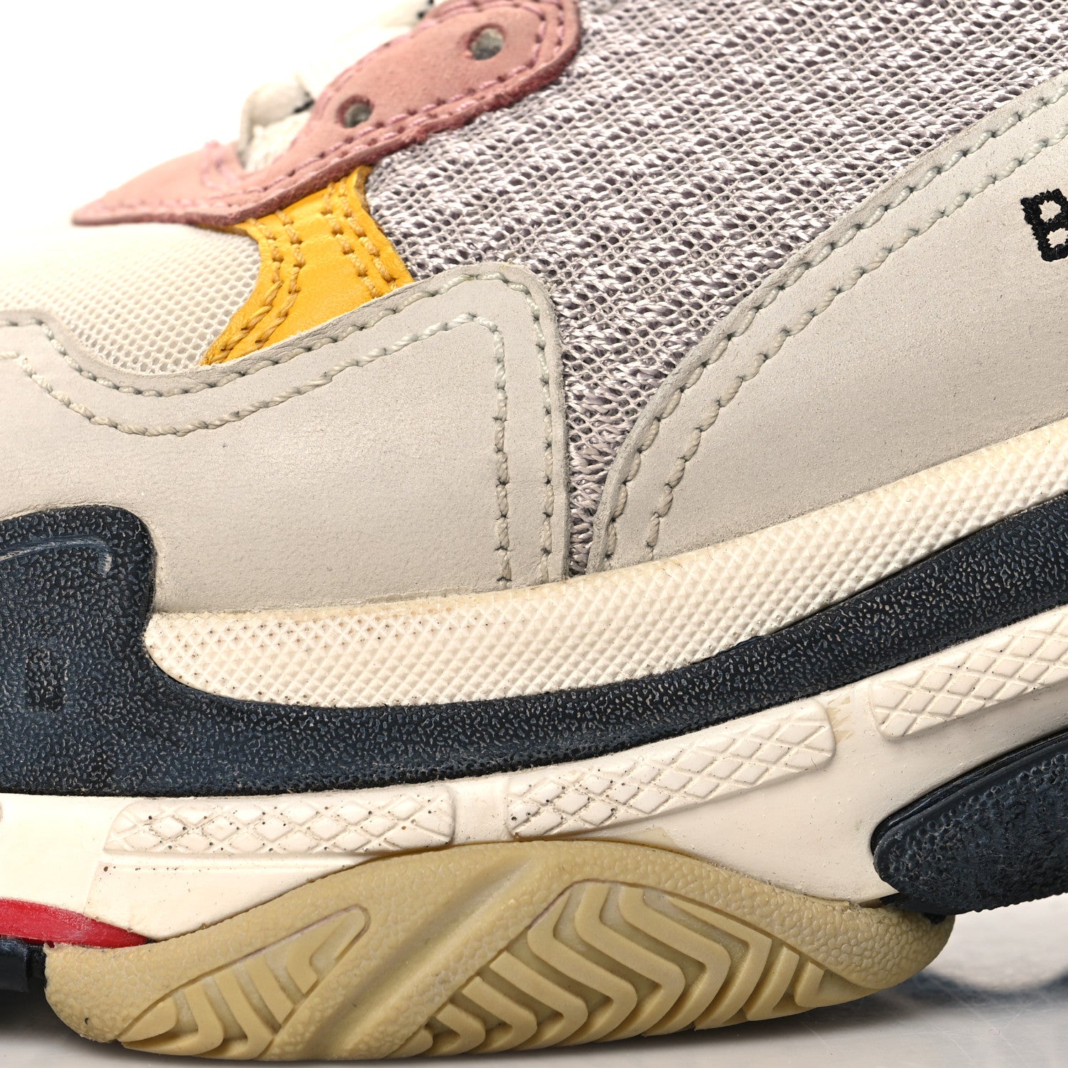 Balenciaga Fabric Mesh Multicolor Womens Triple S Sneakers 39 Yellow Pink Grey 8 of 10