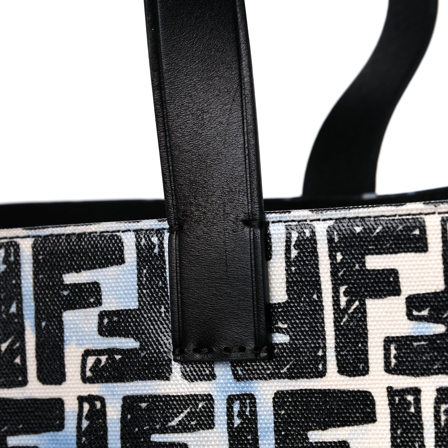 Fendi X JOSHUA VIDES Coated Canvas FF Cloudy Shopping Tote White Celeste Black 16 of 17