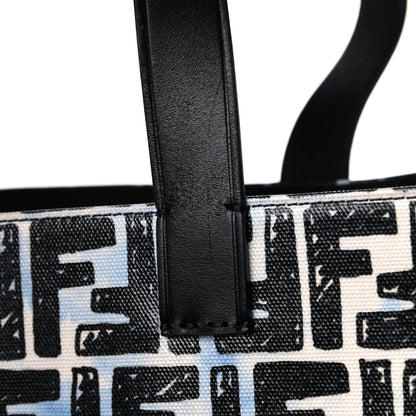 Fendi X JOSHUA VIDES Coated Canvas FF Cloudy Shopping Tote White Celeste Black 16 of 17