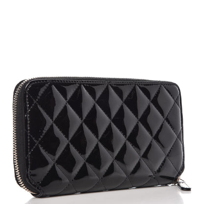 Chanel Patent Quilted Zip Around Wallet Black 3 of 9