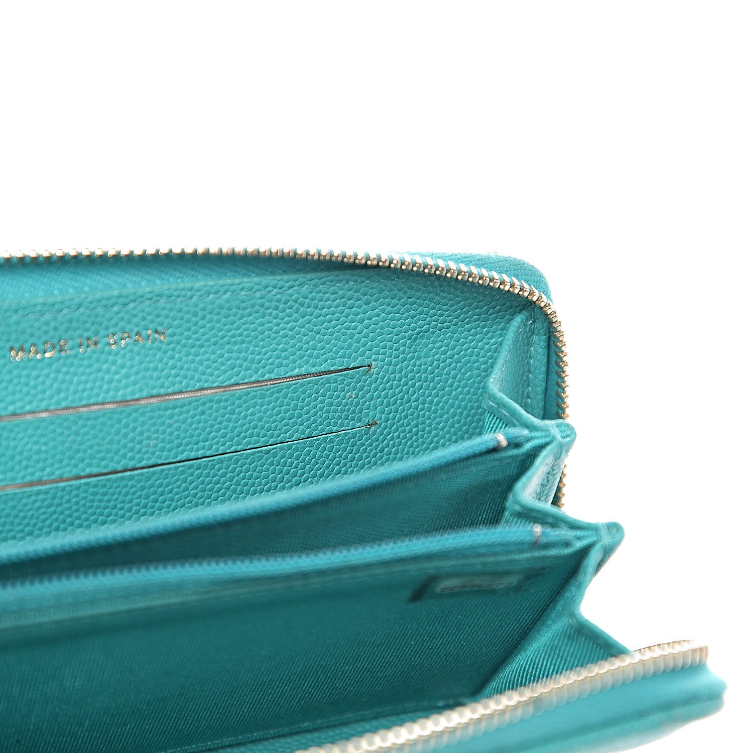 Chanel Caviar Quilted Small Zip Around Wallet Turquoise 14 of 14