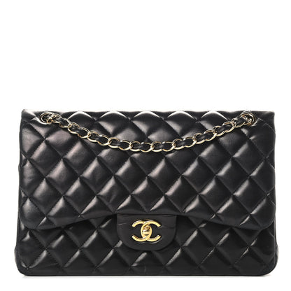 Chanel Lambskin Quilted Jumbo Double Flap Black 1 of 19