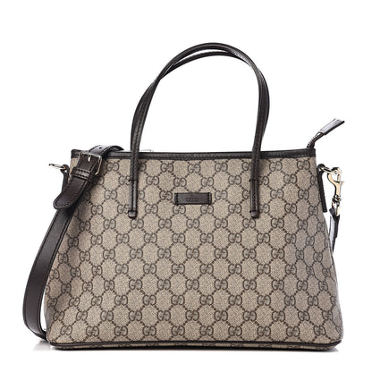 Gucci GG Supreme Monogram Small Zippered Tote Dark Brown 1 of 9