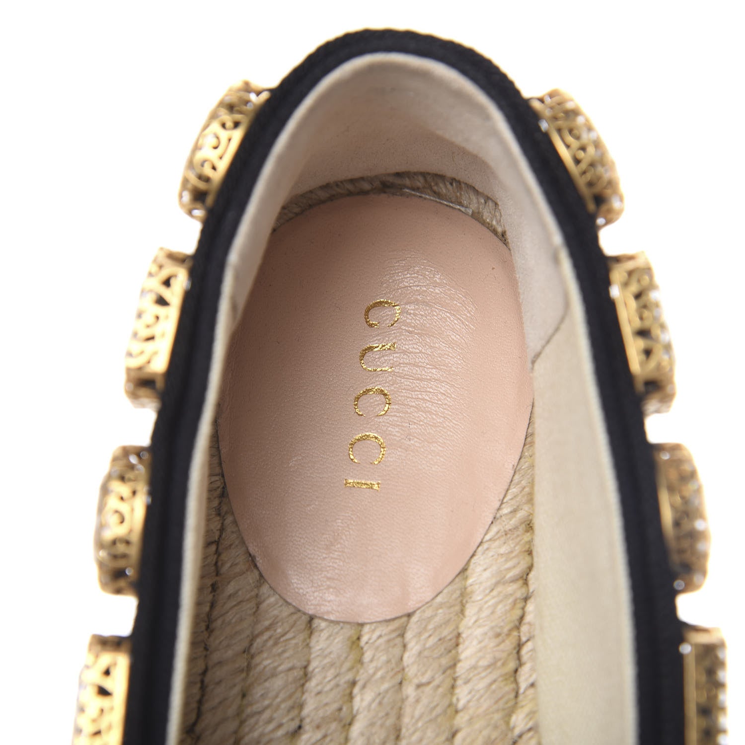 Gucci Canvas Crystal Embellished Espadrilles 36 Black 6 of 11