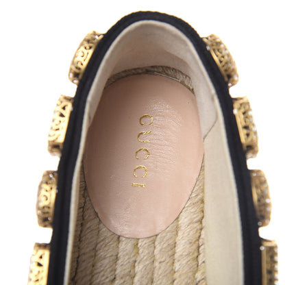 Gucci Canvas Crystal Embellished Espadrilles 36 Black 6 of 11