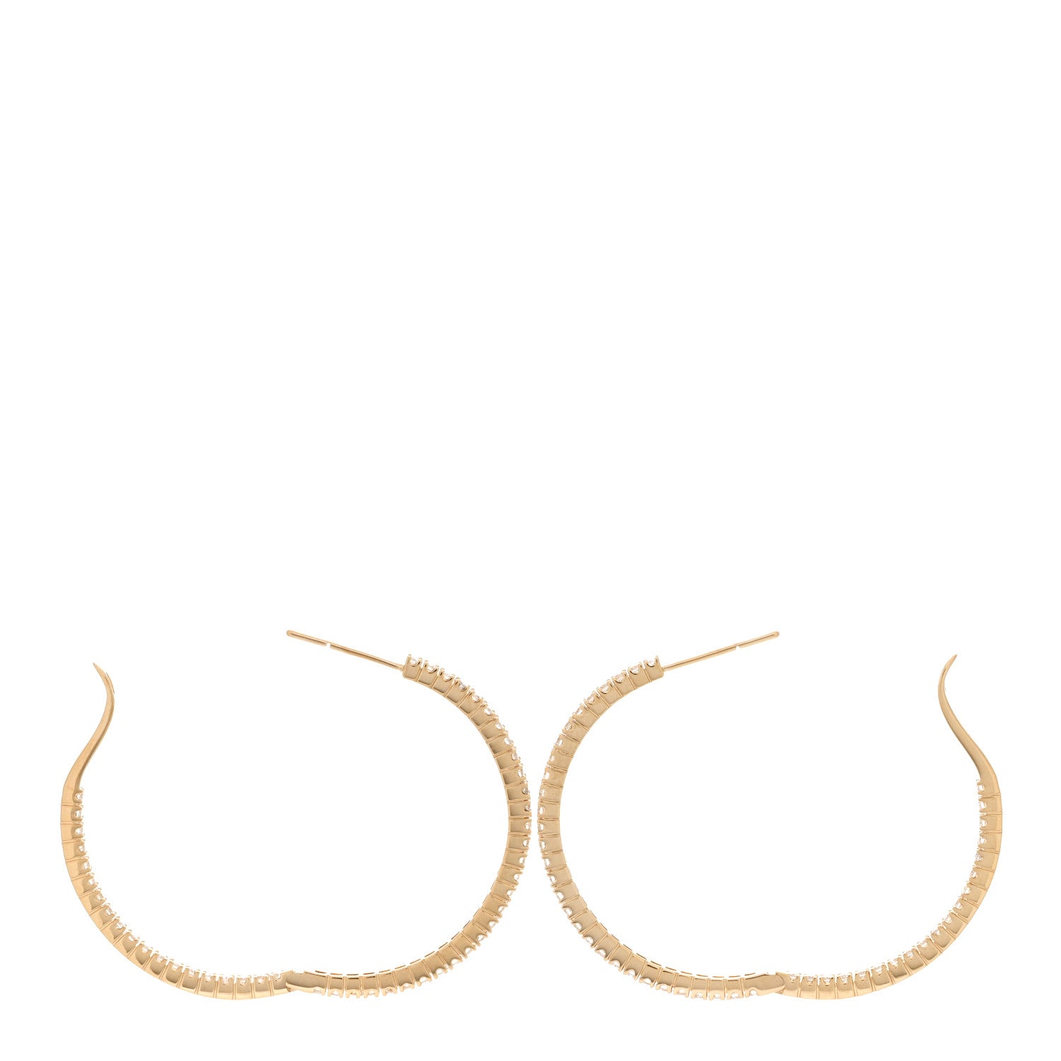 Parker & West by FASHIONPHILE 18K Yellow Gold Diamond 2.00ct Insde Out Hoop Earrings 3 of 4