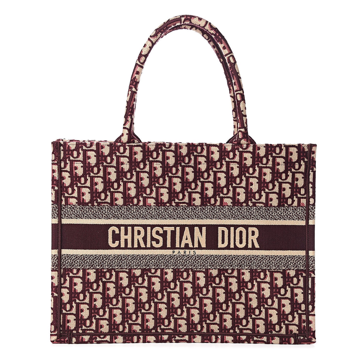 Christian Dior Oblique Medium Book Tote Burgundy Multicolor 1 of 9