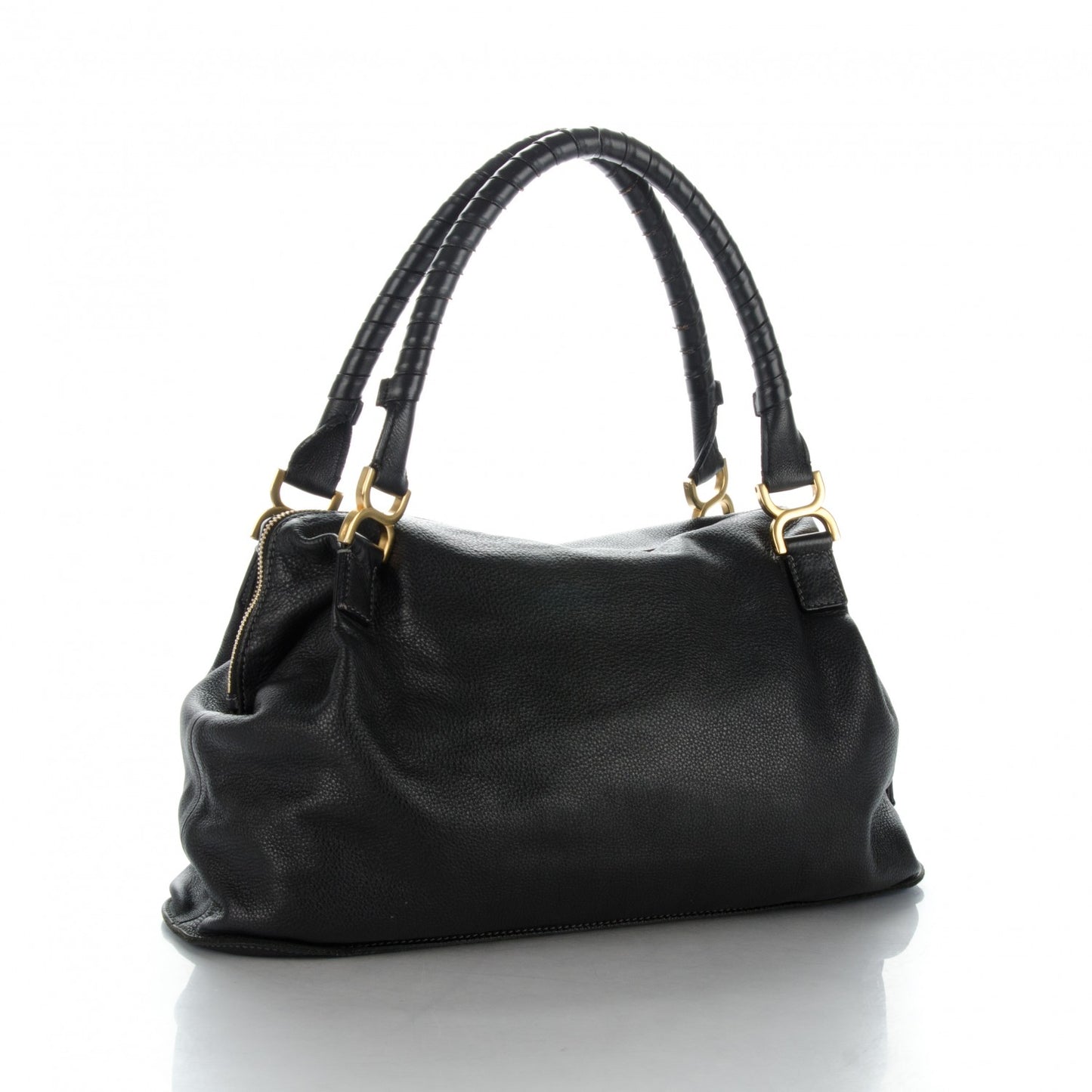 Calfskin Large Marcie Satchel Black