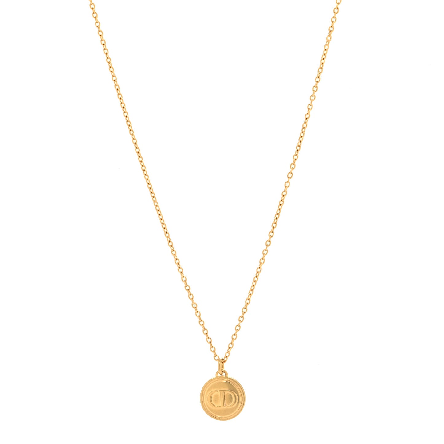 Metal CD Logo Necklace Gold