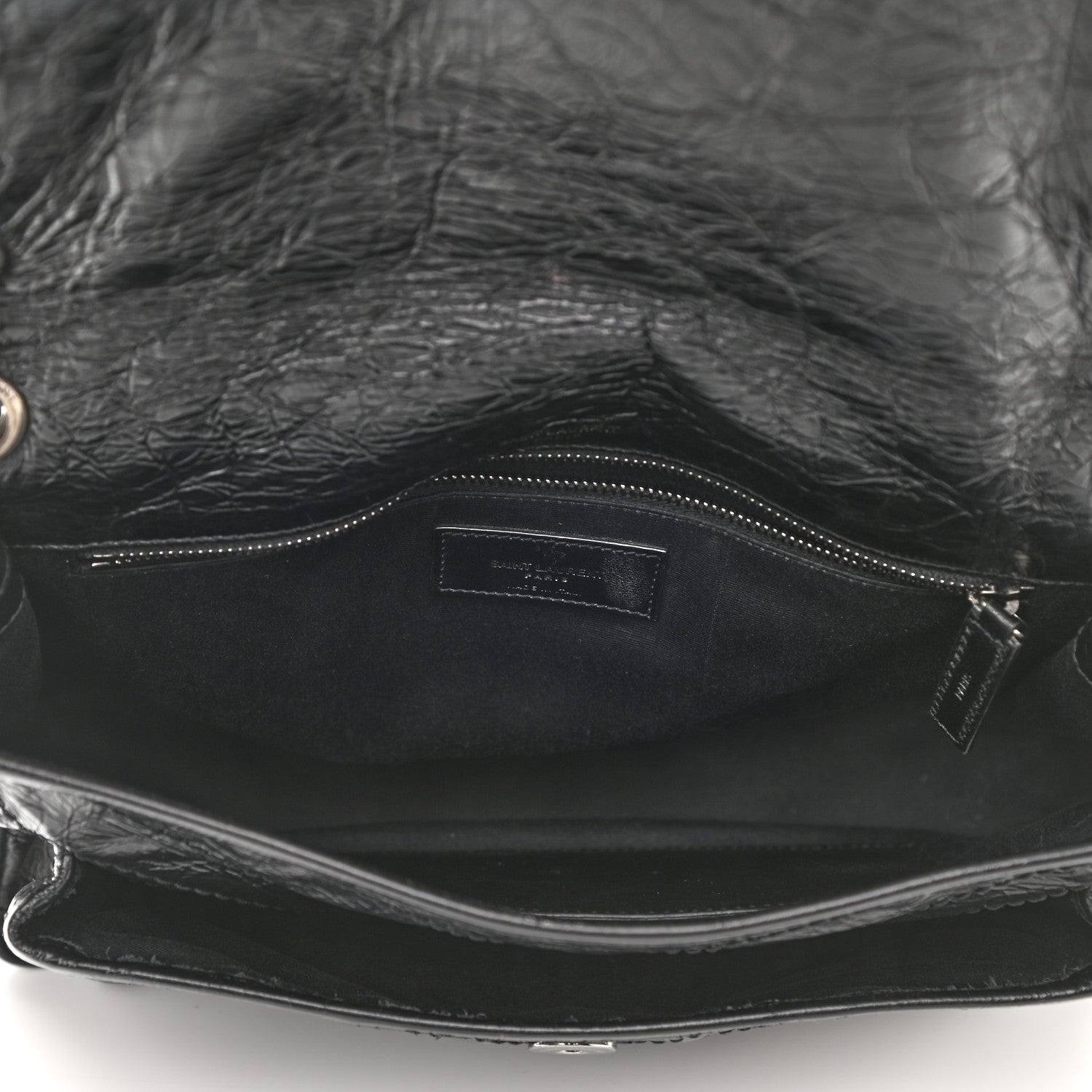 Saint Laurent Crinkled Calfskin Matelasse Monogram Medium Niki Chain Satchel Black 5 of 11