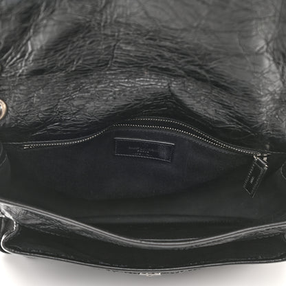 Saint Laurent Crinkled Calfskin Matelasse Monogram Medium Niki Chain Satchel Black 5 of 11