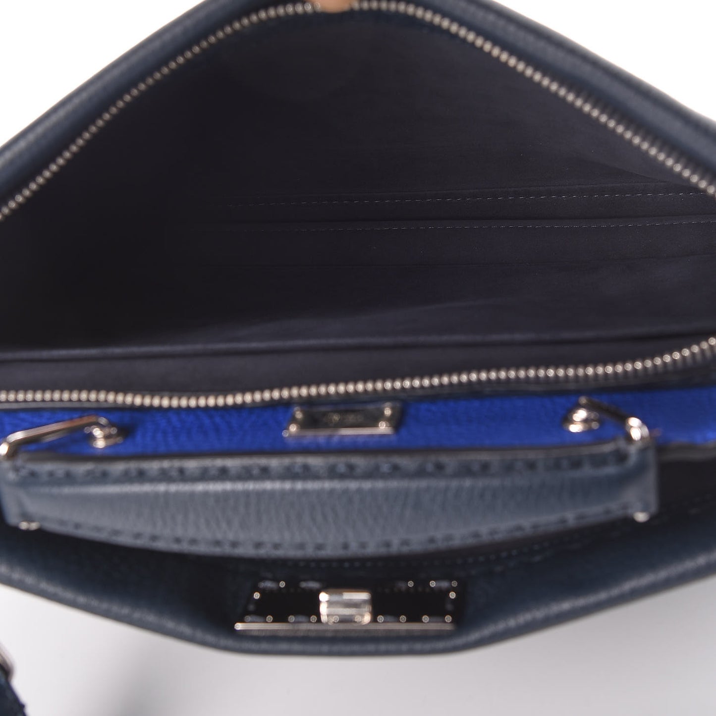 Cuoio Romano Selleria Bi-Color Large Mens Peekaboo Iconic Essential Satchel Lavagna Blue Royal