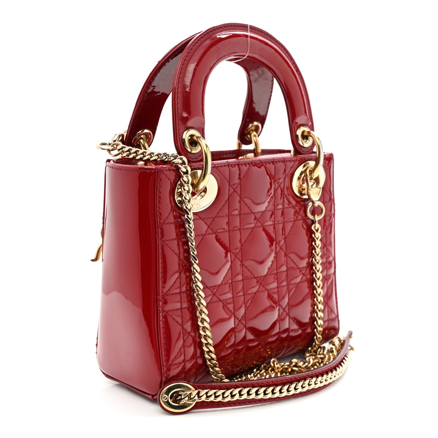 Patent Cannage Mini Lady Dior Red