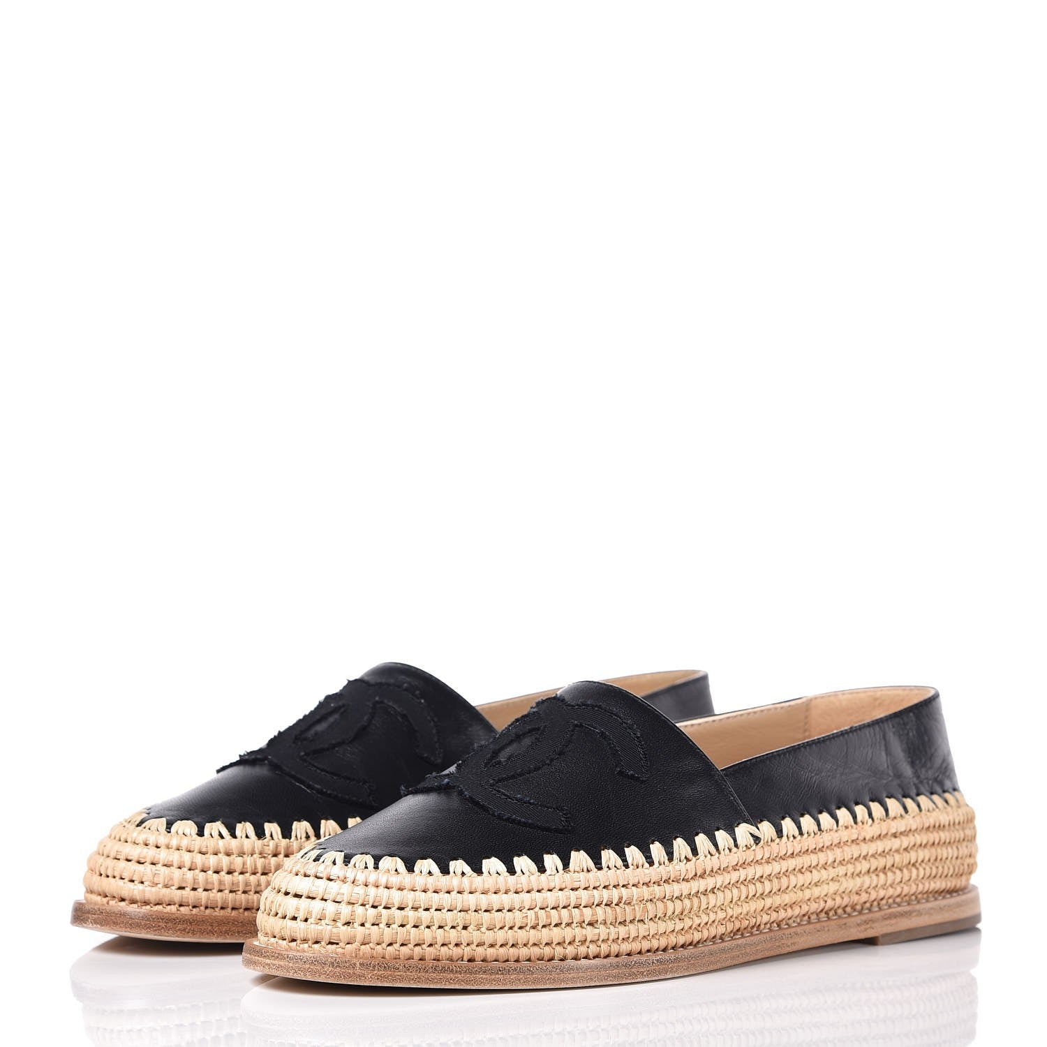 Chanel Lambskin Grosgrain CC Espadrilles 36 Black 3 of 9
