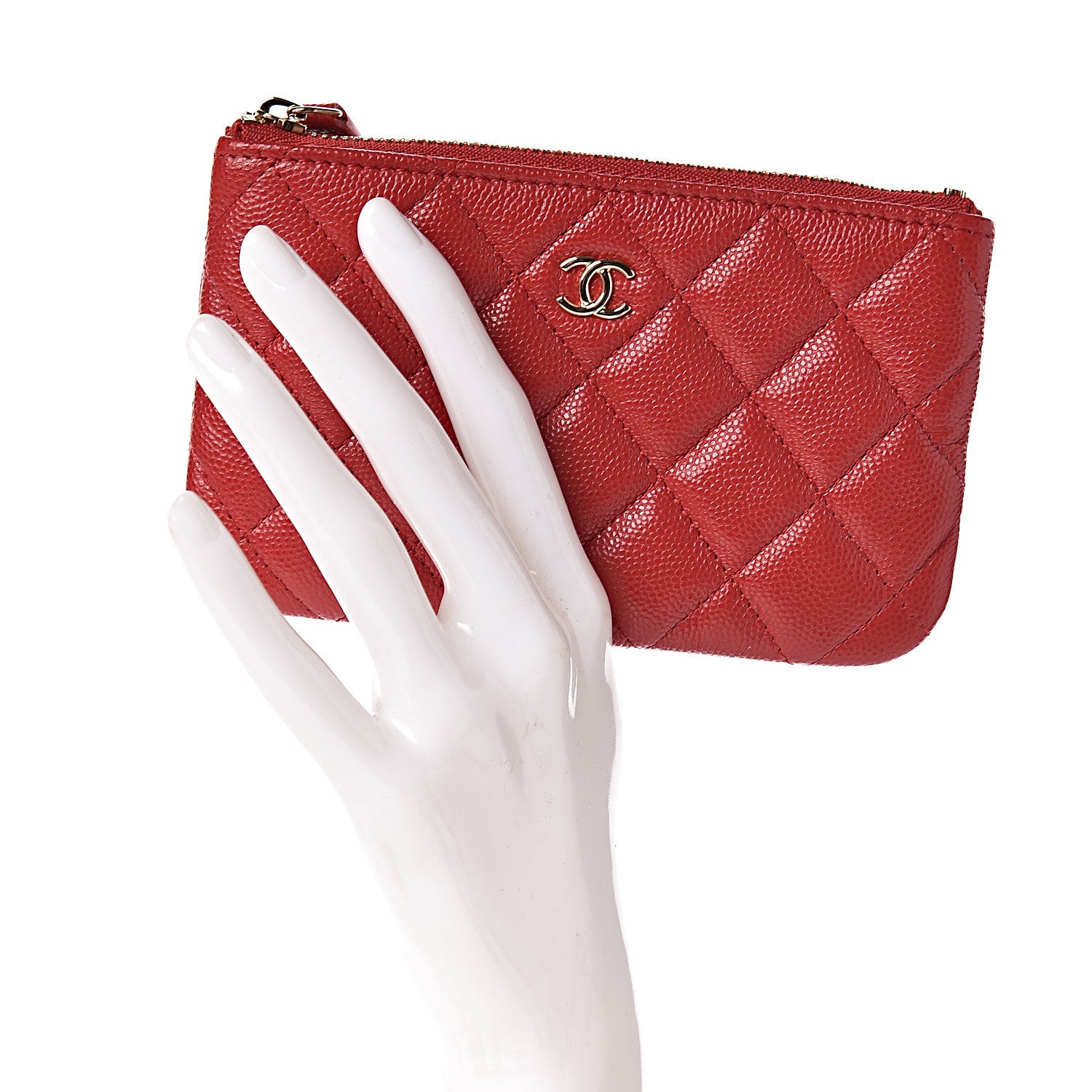 Chanel Caviar Quilted Small Cosmetic Case Red 2 of 8