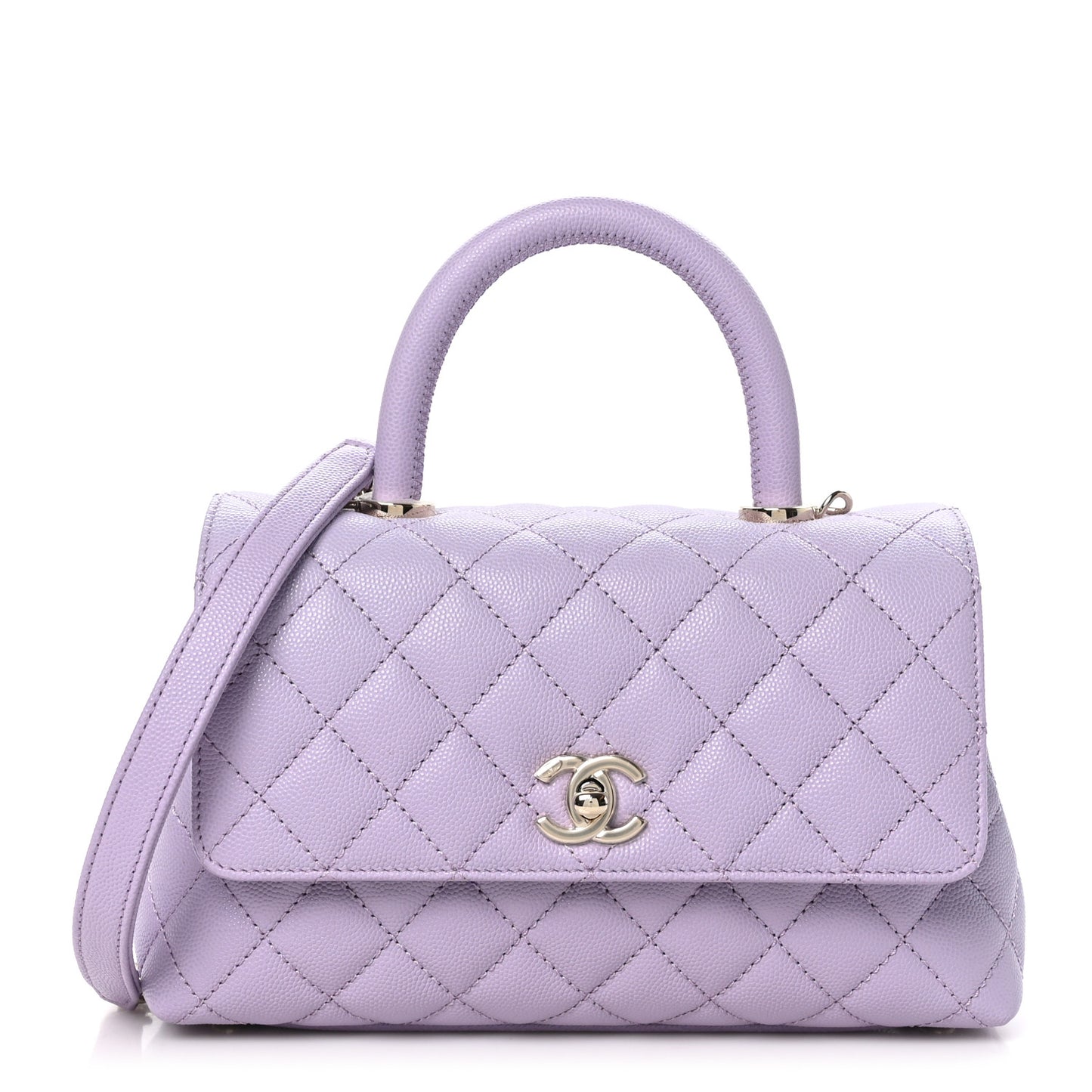 Caviar Quilted Mini Coco Handle Flap Light Purple