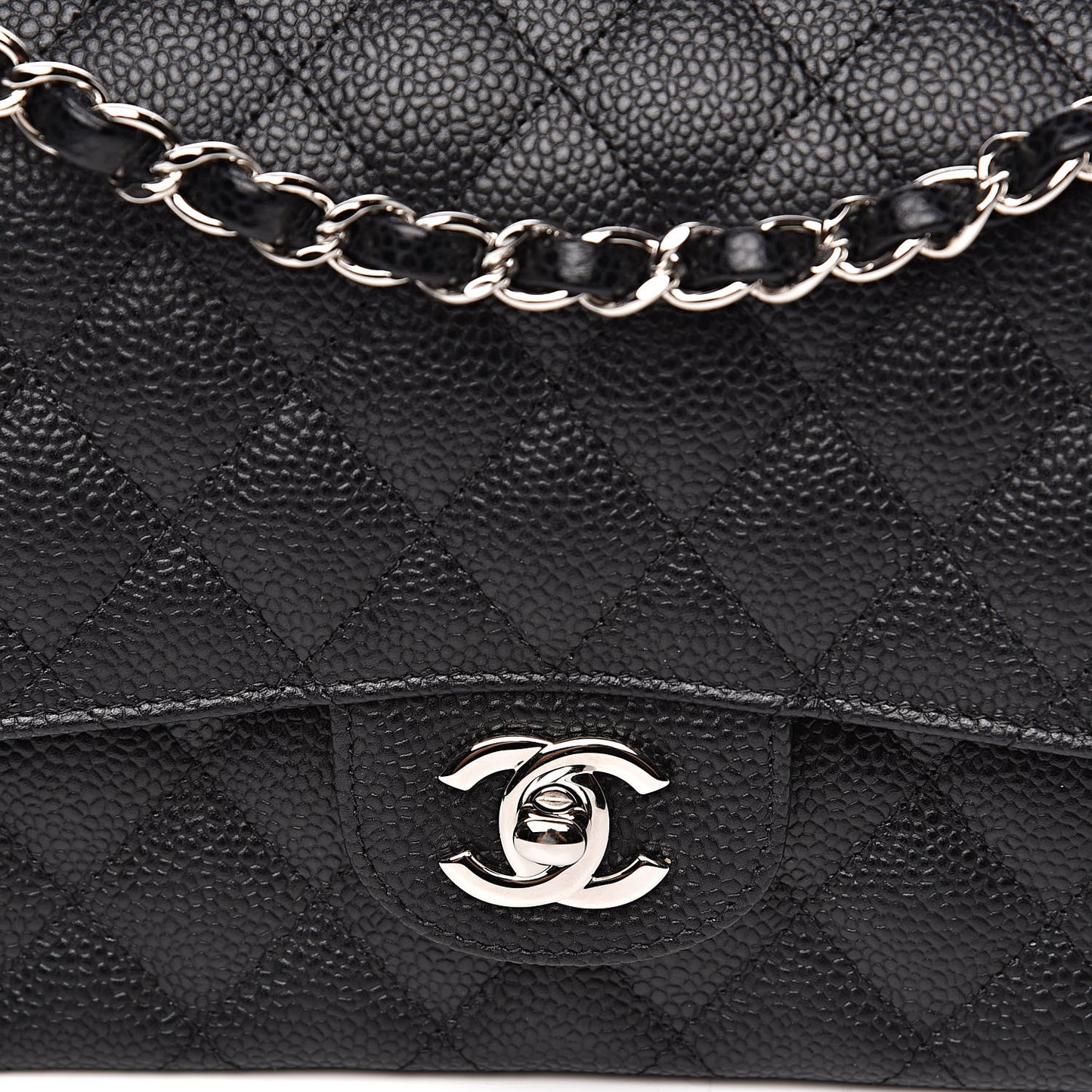 Caviar Quilted Medium Double Flap Black