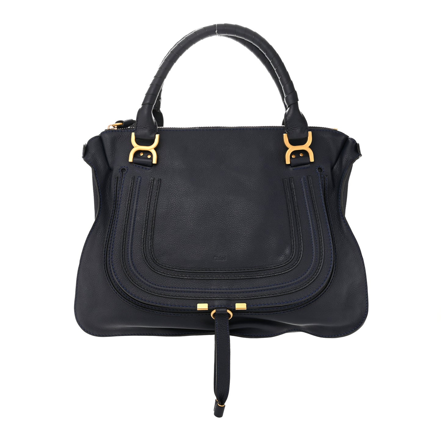 Calfskin Large Marcie Satchel Royal Navy