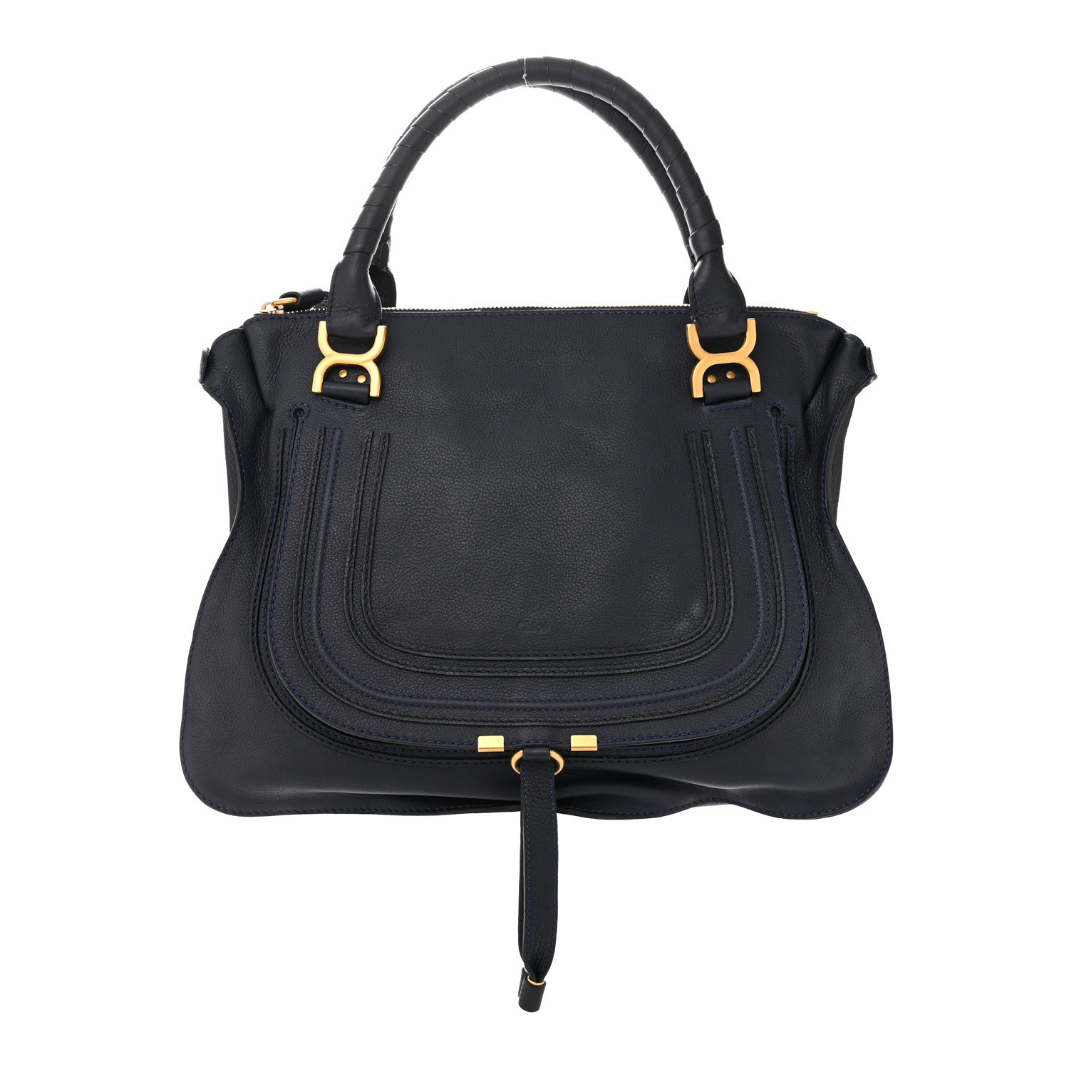 Chloe Calfskin Large Marcie Satchel Royal Navy 1 of 12