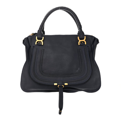 Chloe Calfskin Large Marcie Satchel Royal Navy 1 of 12