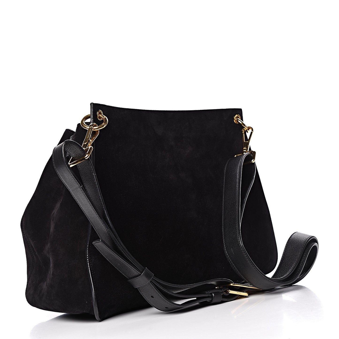 Suede Lock-Front Sling Bag Black