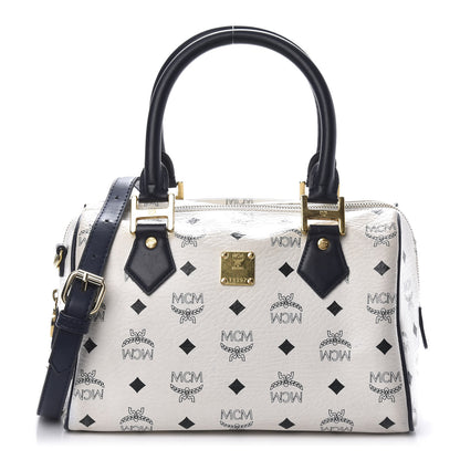 MCM Visetos Boston Satchel White 1 of 9