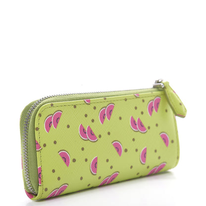 Prada Saffiano Watermelon Print Zip Key Pouch Erba 3 of 8