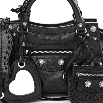 Balenciaga Agneau Arena Crystal Neo Cagole Handbag XS Black 8 of 11