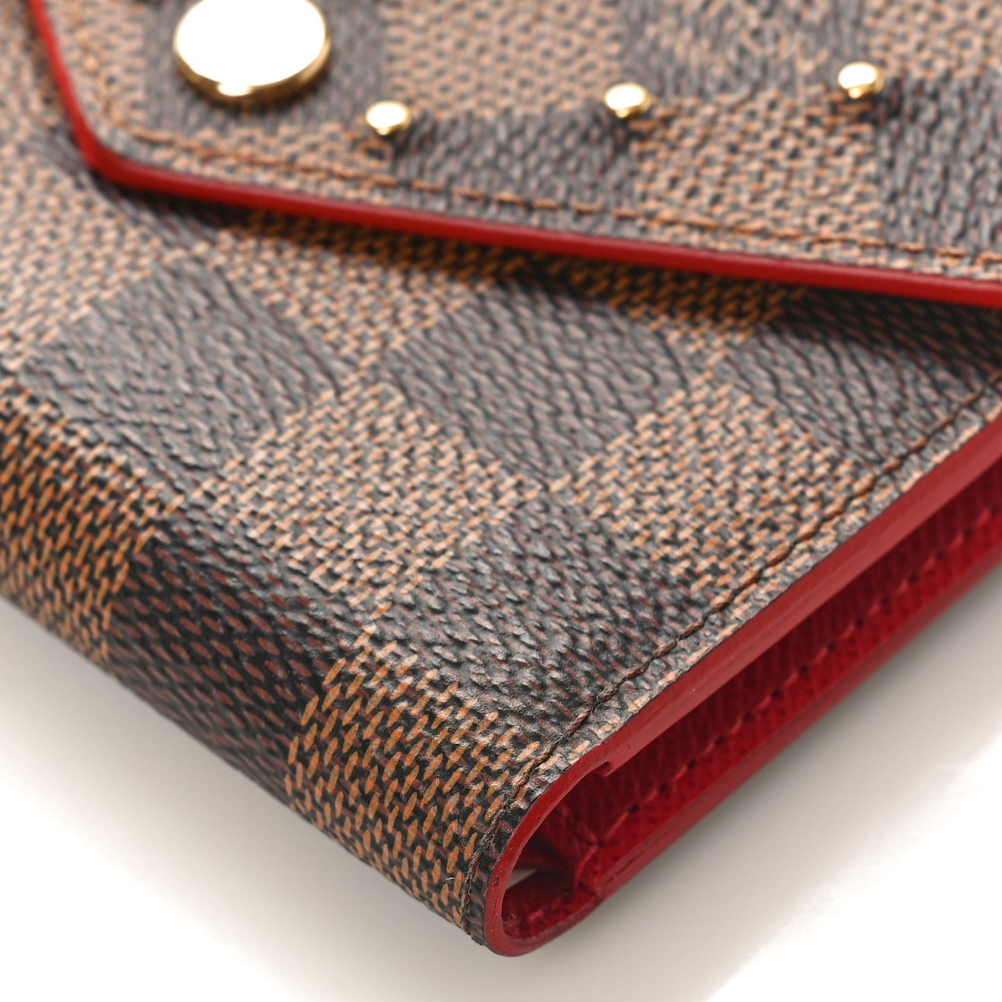 Damier Ebene Studded Victorine Wallet Cherry
