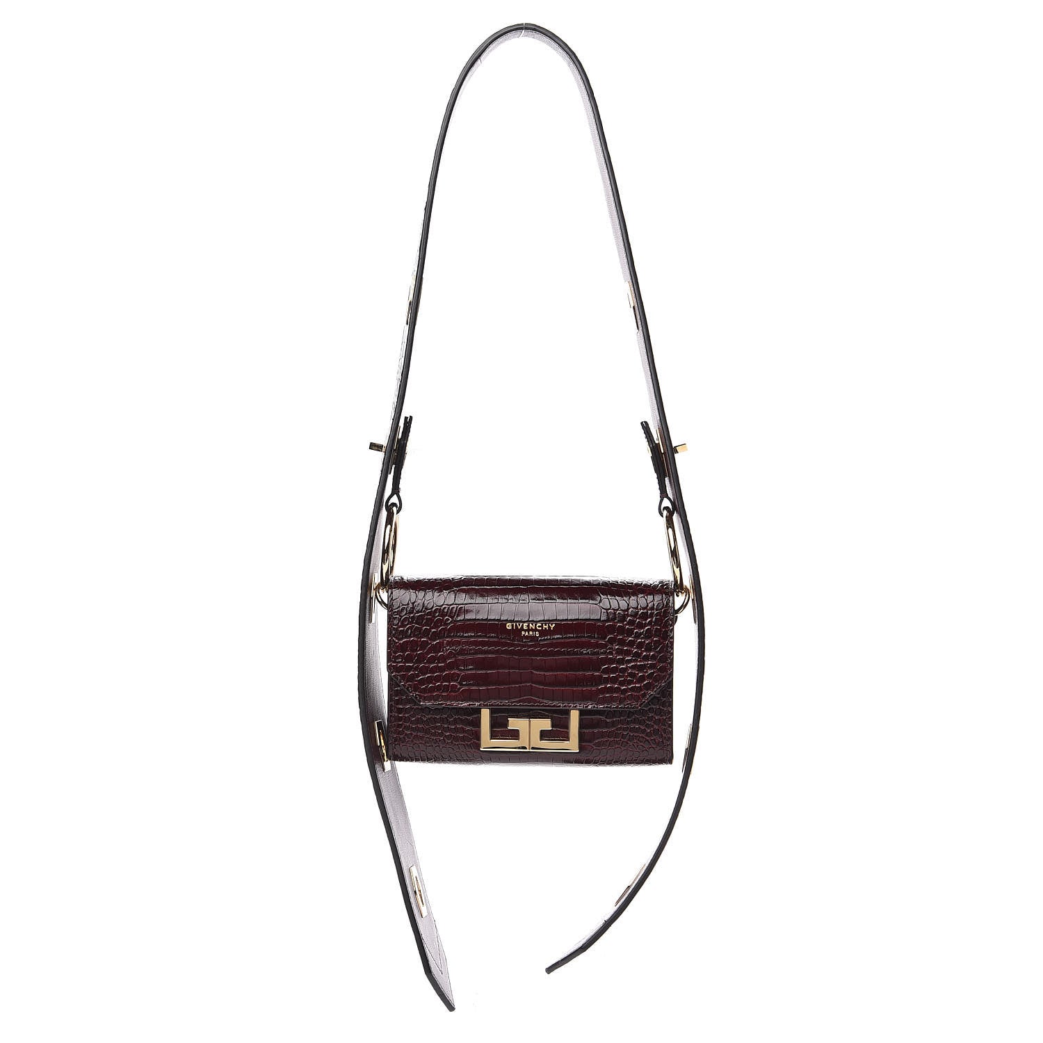 Givenchy Calfskin Crocodile Embossed Eden Belt Bag Eggplant 4 of 10