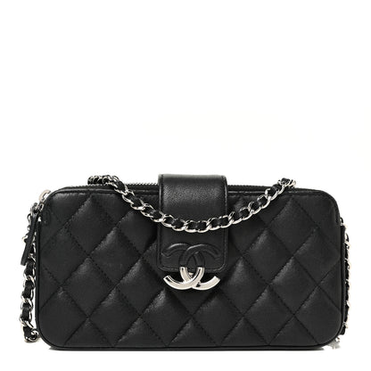Chanel Lambskin Quilted CC Box Clutch With Chain Black 1 of 16