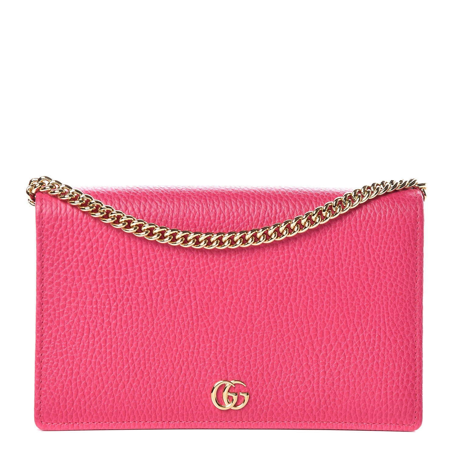 Gucci Dollar Calfskin Mini GG Marmont Chain Wallet Box Pink 1 of 10